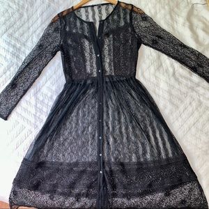 Sheer Black Embroidered Dress